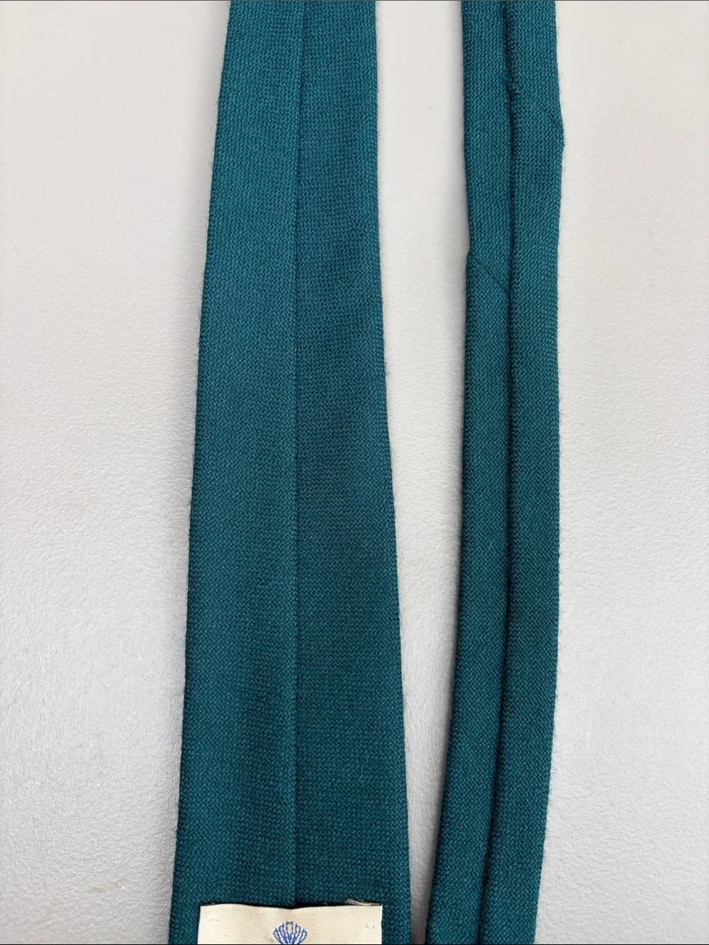 pure Scottish lambs wool Tie - Classic Formal Accessory Men's Solid Teal Woven